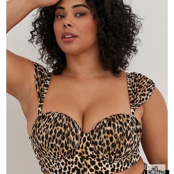 TORRID Retro Chic cheetah Swim Top 0x CD- L/XL - Picture 5 of 8